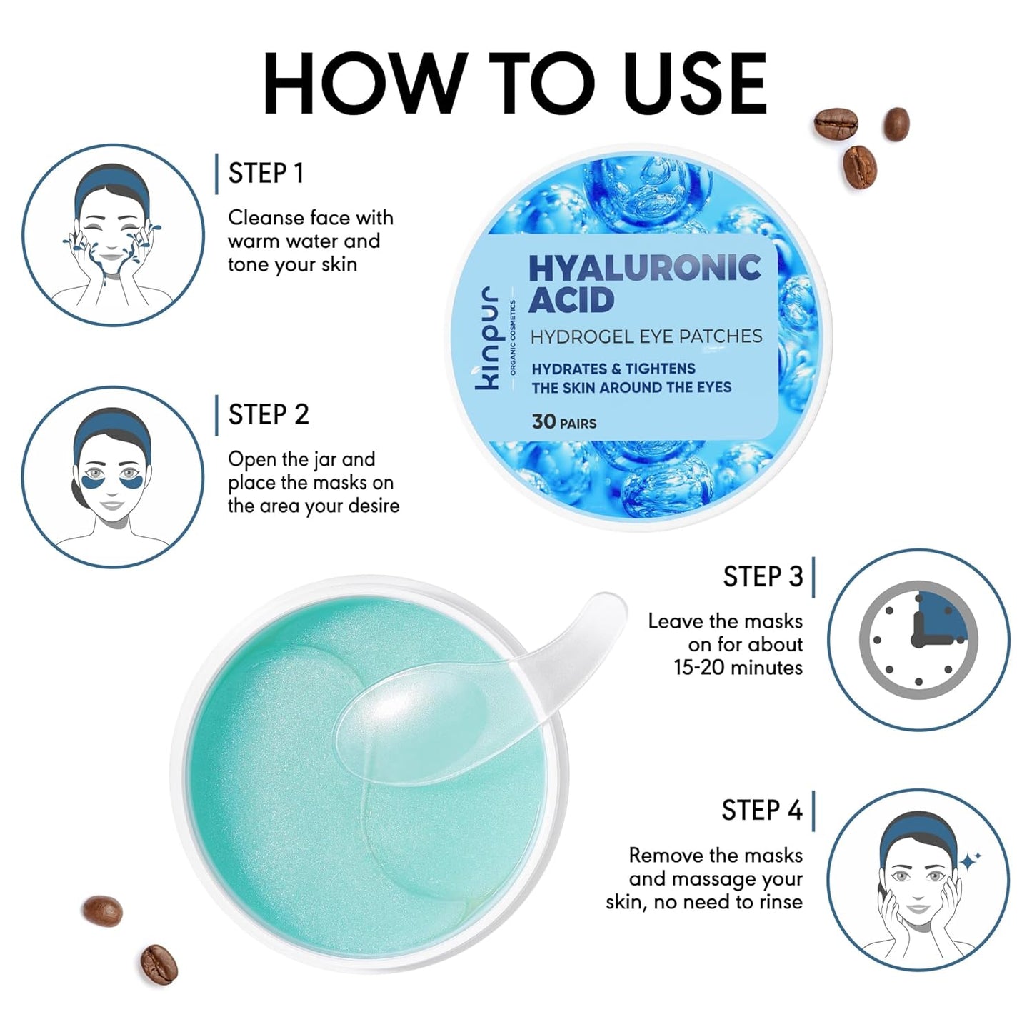 Under Eye Patches for Puffy Eyes - Hyaluronic Acid and Collagen - Under Eye Mask for Eye Bags, Dark Circles, Fine Lines - Deep Skin Moisturizing - 30 Pairs, American Quality