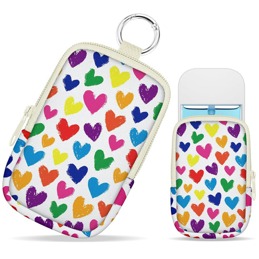 Love Heart Hand Sanitizer Spray Case, Hand Sanitizer Holder Zippered Pouch, Cute Fashion Accessory with Snap Hook for Glow Mist and Power Mist 1FL OZ