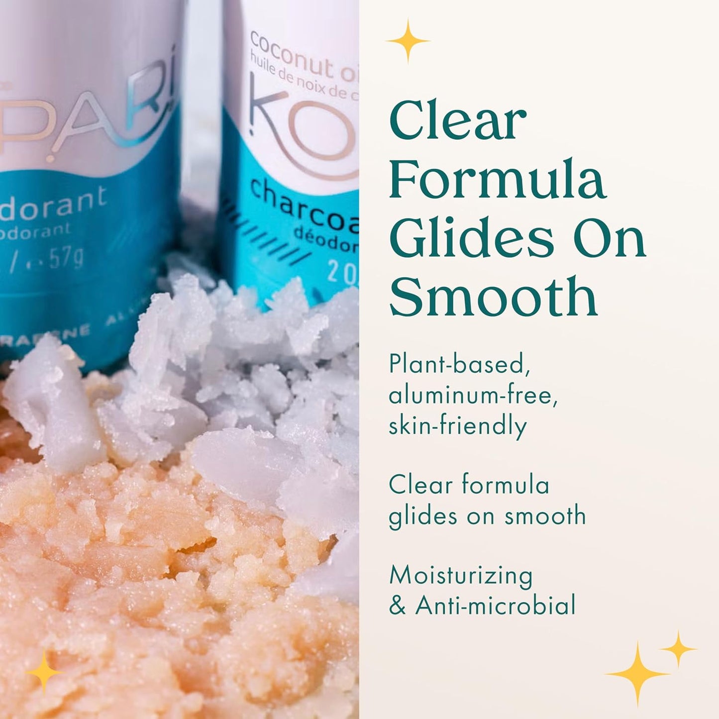 Kopari Aluminum Free Coconut Deodorant, Non Toxic & Clean Plant-Based, No Aluminum, Parabens or Baking Soda, Long Lasting Protection, Original 2 Pack