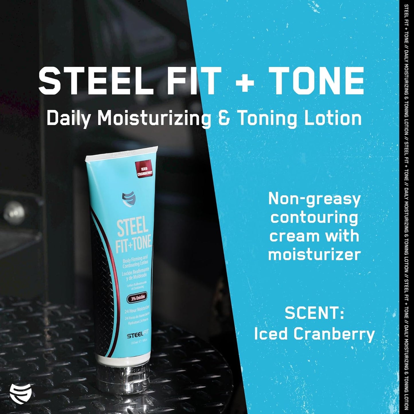 SteelFit Firming Body Lotion - Contouring & Skin Tightening Cream for Body - Firm & Tone Cellulite Remover for Legs Belly & Saggy Skin - Nourishing & Soothing with Shea & Cocoa Butter - Iced Cranberry