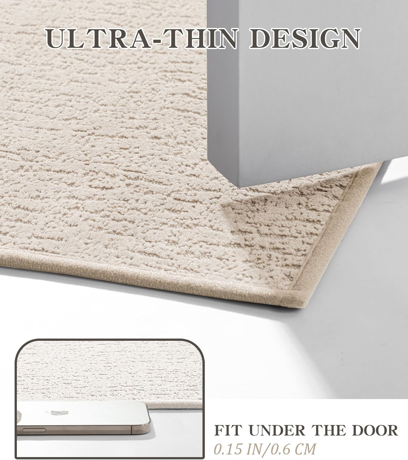 chakme Bathroom Rug Sets 3 Piece, Ultra Thin Bath Mat Quick Dry Bath Mat, Absorbent Bath Mats for Bathroom Non Slip Machine Washable, (Light Beige)