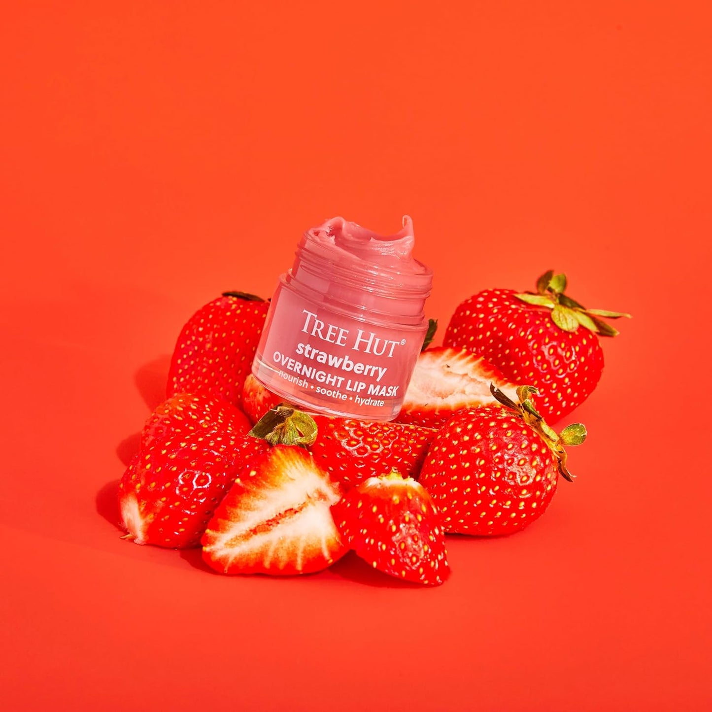 Tree Hut Strawberry Overnight Lip Mask | Leave on Overnight & Wake up to Soft, Hydrated Lips | Elevate your Self Care Routine | .6 oz.