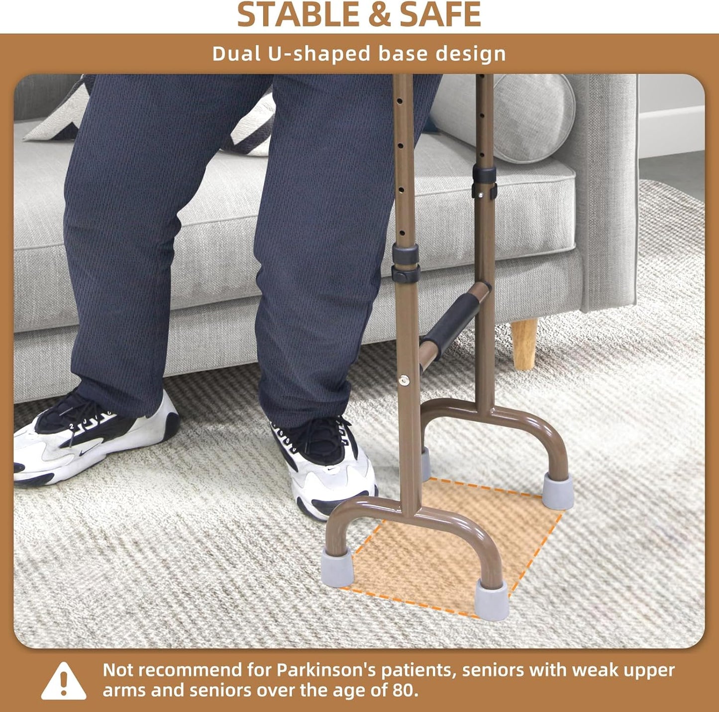 Adjustable Stand Assist Aid for Elderly - Aluminium Sit to Stand Assist, Stable Help to Stand and Move Lift Assist for Elderly, with Anti-Slip Protector, Help Seniors Stand Up from Chair Bed, Khaki