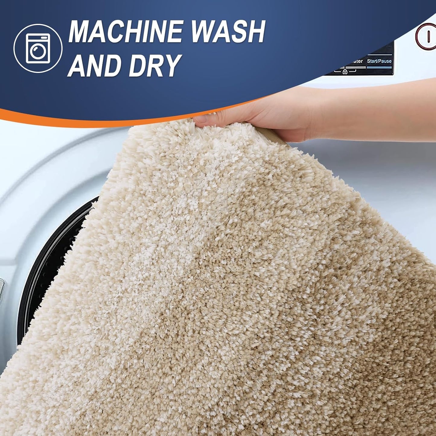 OLANLY Bathroom Runner Rugs 47x17, Extra Soft Absorbent Microfiber Bath Rugs, Rubber Backing, Quick Dry, Machine Washable Bath Mats for Bathroom Floor, Tub and Shower, Home Decor Accessories, Tan