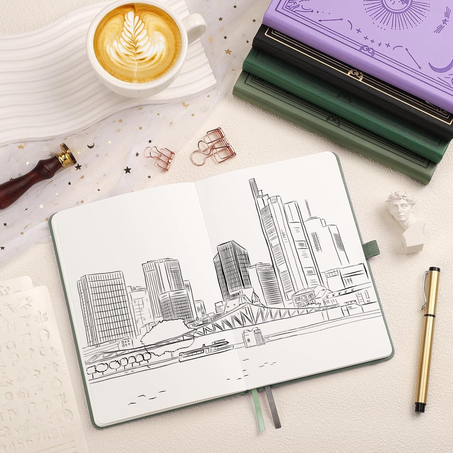 Plain Journal for Women Men, 192 Pages A5 Notebook Journal, Hardcover Notebook with 100Gsm Thick Pages, Leather Note Book for Writing, Travel, Business, Office, Prayer 5.7 x 8.3, Light Green