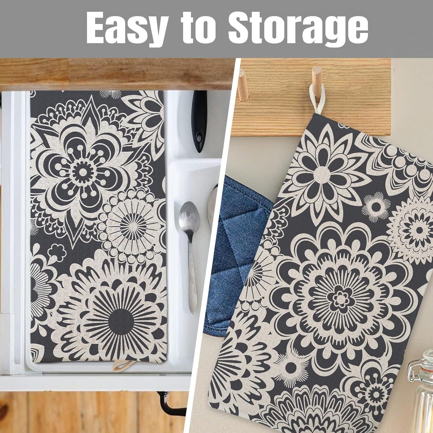 Dish Drying Mat for Kitchen Counter Large 18" x 24" Mandala Absorbent Microfiber Dishes Drainer Rack Mats Pad Reusable Washable