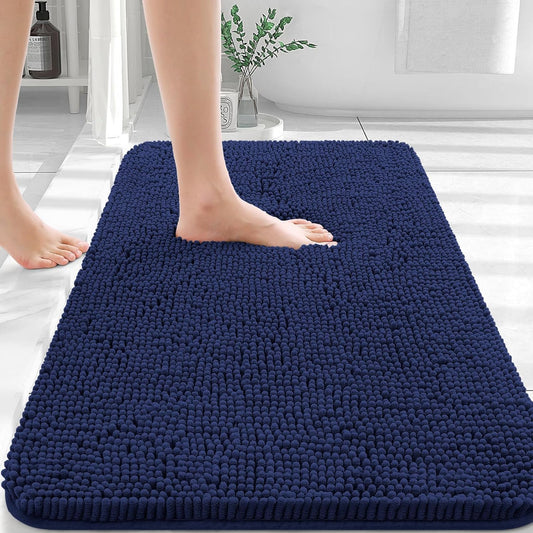 OLANLY Bathroom Rugs 36x24, Extra Soft Absorbent Chenille Bath Rugs, Rubber Backing Quick Dry, Machine Washable Bath Mats for Bathroom Floor, Tub and Shower, Home Decor Accessories, Twilight Sapphire