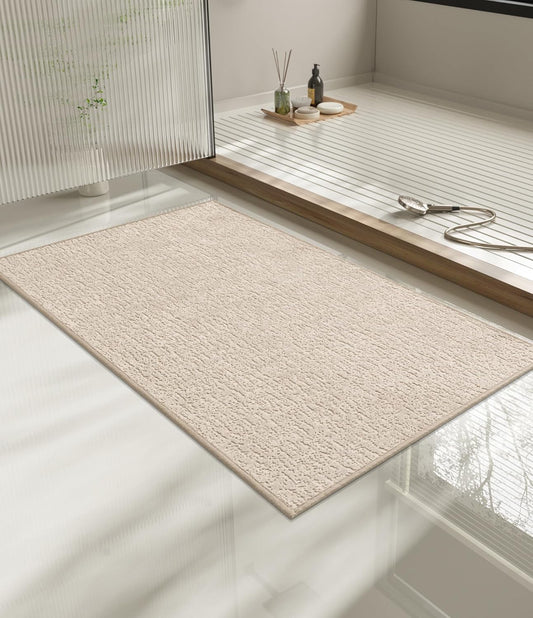 chakme Bathroom Rugs Mat 36x24, Ultra Thin Non Slip Bath Mat Quick Dry Absorbent Bath Mat for Bathroom Floor, (Light Beige, 36"x24")