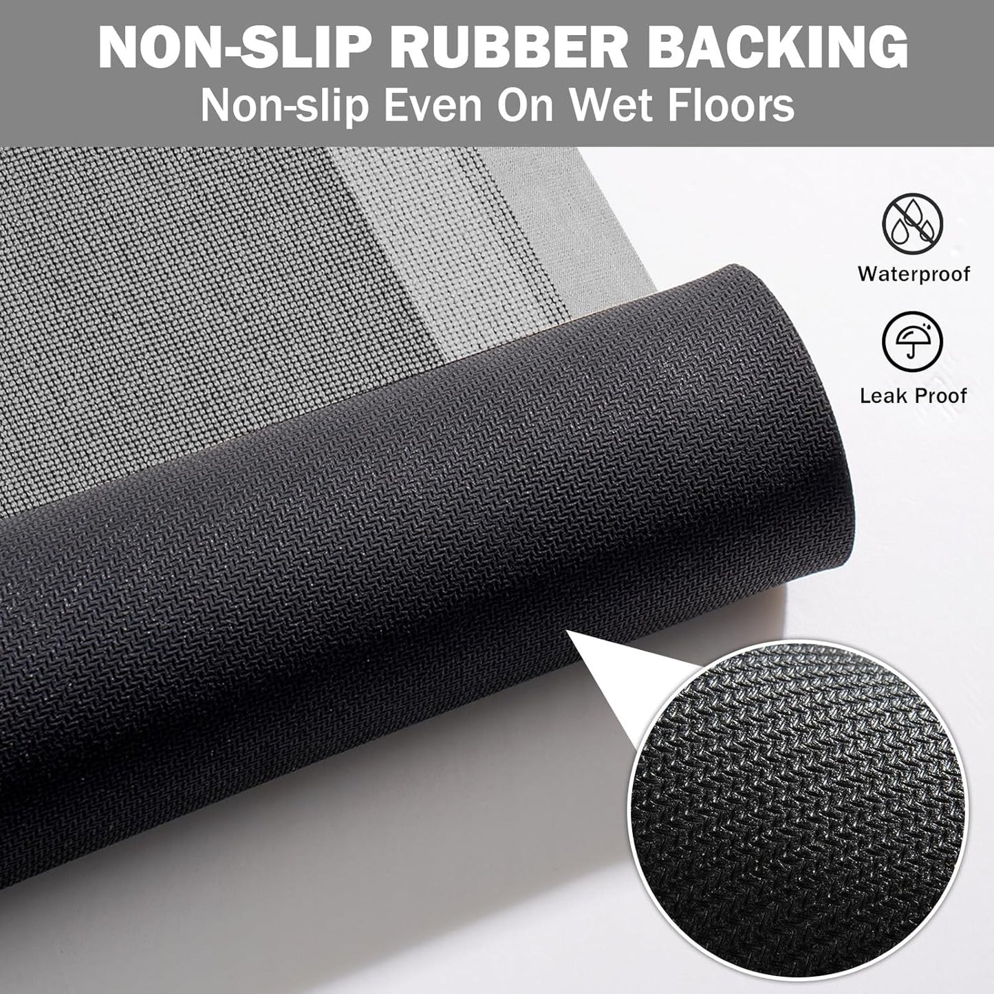 Non Slip Long Bathroom Runner Rug Bath Mat, Rubber Backing Ultra Thin Bathroom Rugs Fit Under Door Quick Dry Super Absorbent Washable Shower Mat for Bathtub Sink Floor, Grey 17"x59"