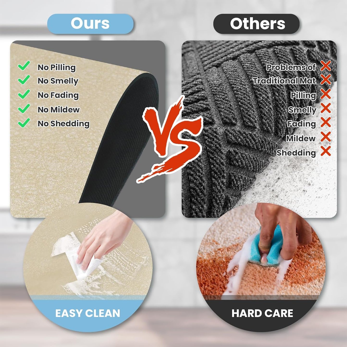 Diatomaceous Earth Bath mat Bathroom Rugs Super Absorbent Quick Dry Non Slip Bath Mat Thin Bathroom Floor Mats Fit Under Door-Shower Rug for in Front of Bathtub Shower, Coffee, 23.6"x66.9"