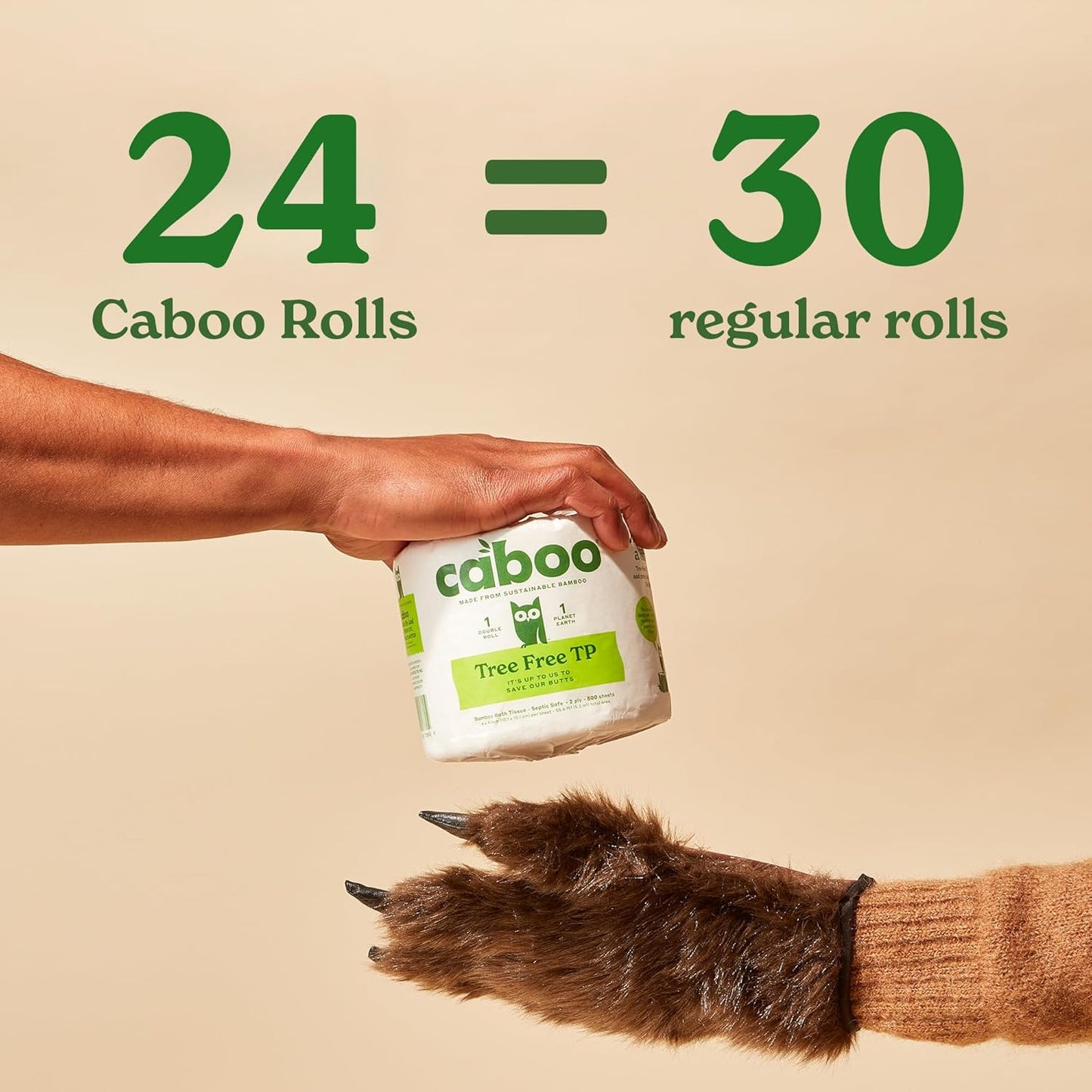 Caboo Tree Free Toilet Paper, Septic Safe Toilet Tissue, Non Toxic, Chemical Free, Non Toxic, 2 Ply Bathroom Toilet Paper | Pack of 24 Double Rolls, 300 Sheets Per Roll