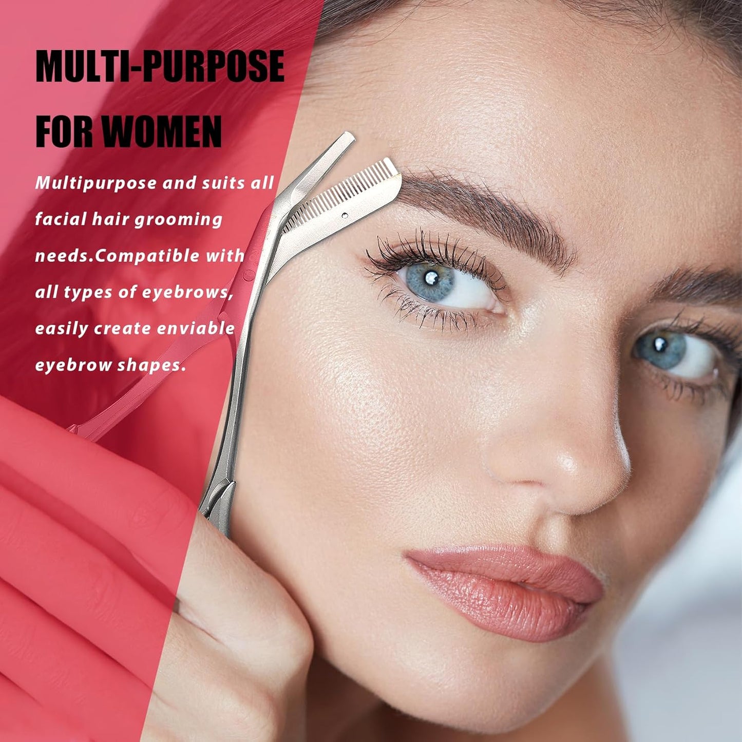 LePinko Eyebrow Trimming Scissors with Combs, Gifts For Men Women Stocking Stuffers, Black