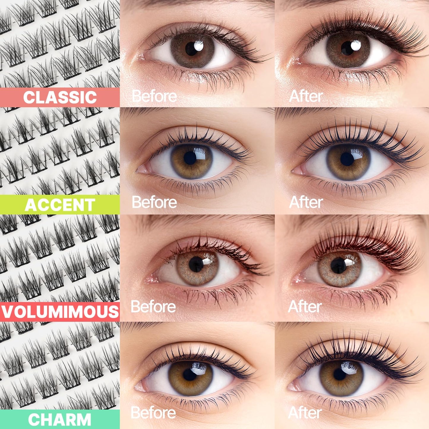 Korean Self Adhesive Lash Clusters Charm Look No Glue Press On Pre Bond Lash Clusters Fluffy Self Adhesive False Eyelashes No Glue Needed Reusable Wispy Eyelash Extensions
