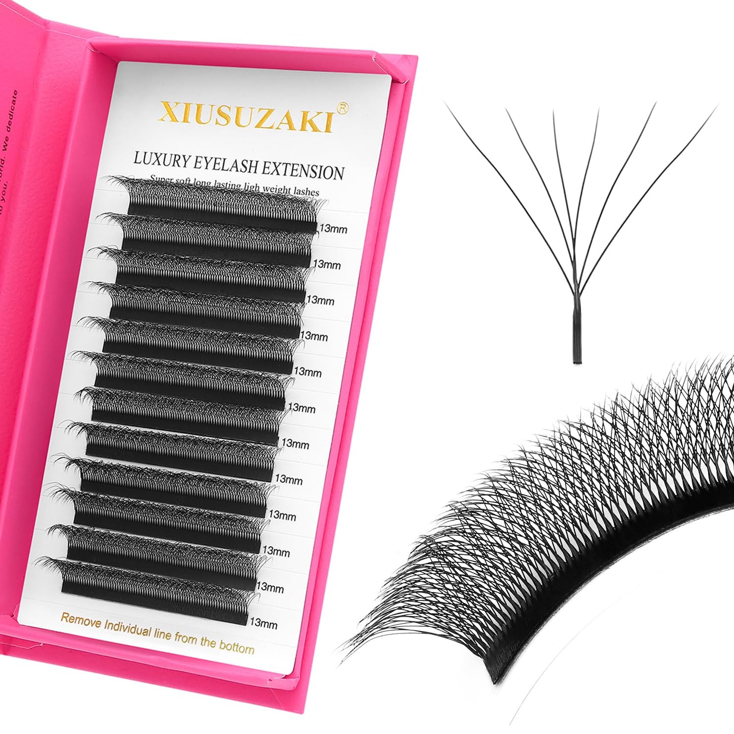 W Lash Extensions Supplies 6D Eyelash Extensions W Shape 0.07mm Thickness C Curl 12mm Premade Fans Easy Fan Lashes Volume Matte Black 12 Rows Crisscross Eye Lashes(W-6D-0.07-C,12mm)