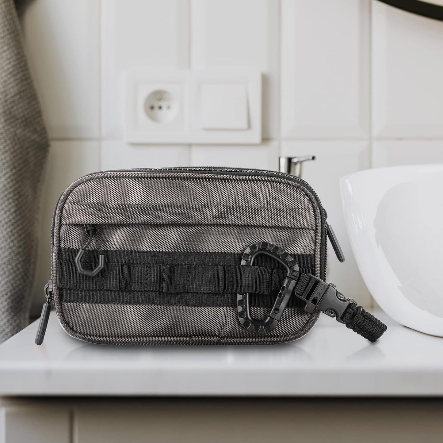 Fitdom Tactical Toiletry Bag Dopp Kit Case For Men. Perfect For Travel & Storage. Fits Large & Small Cosmetic Makeup, Clipper, Toothbrush, Shower, Shaving & Grooming Care. Best Overnight Organizer