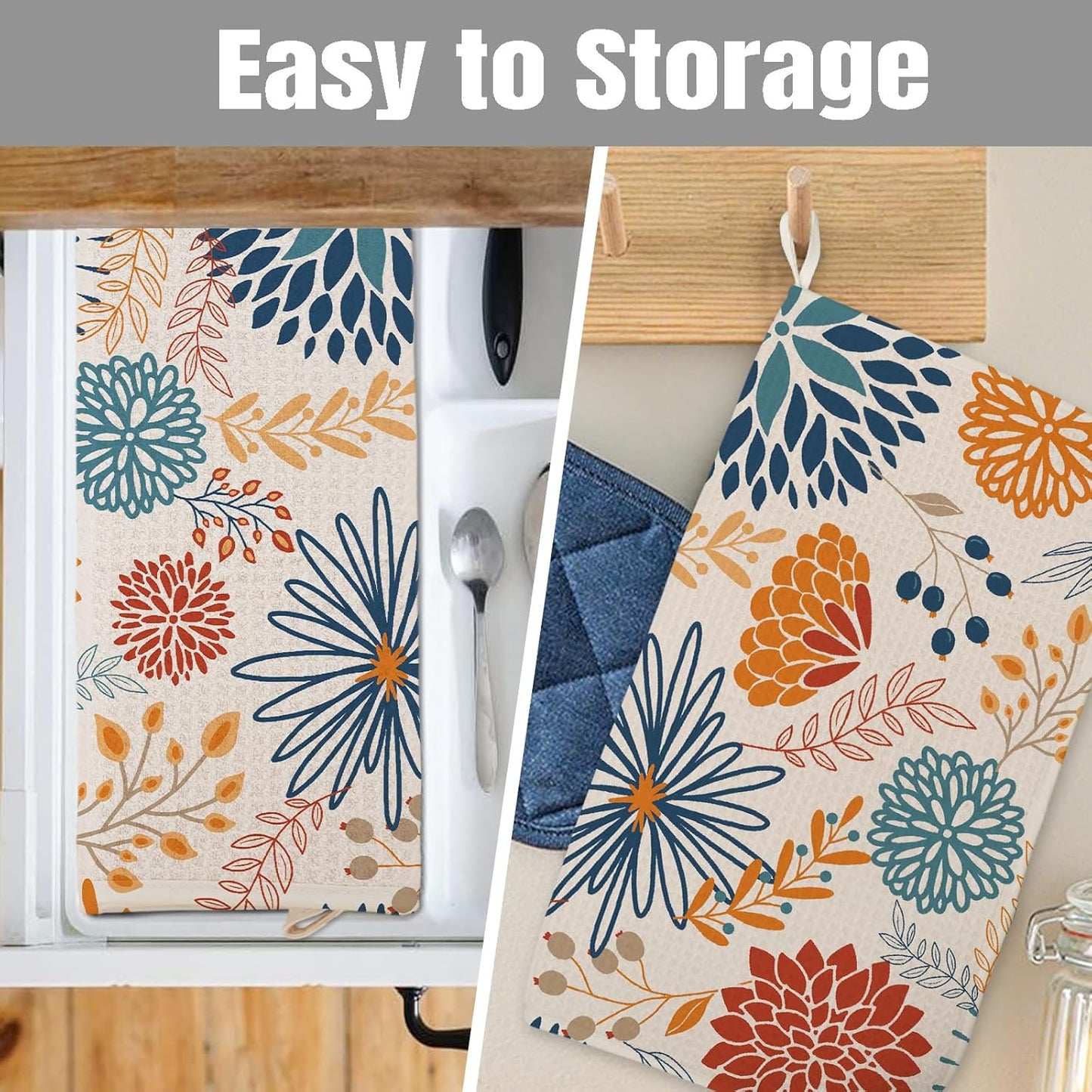 Dish Drying Mat for Kitchen Counter Large 18" x 24" Modern Flower Absorbent Microfiber Dishes Drainer Rack Mats Pad Reusable Washable