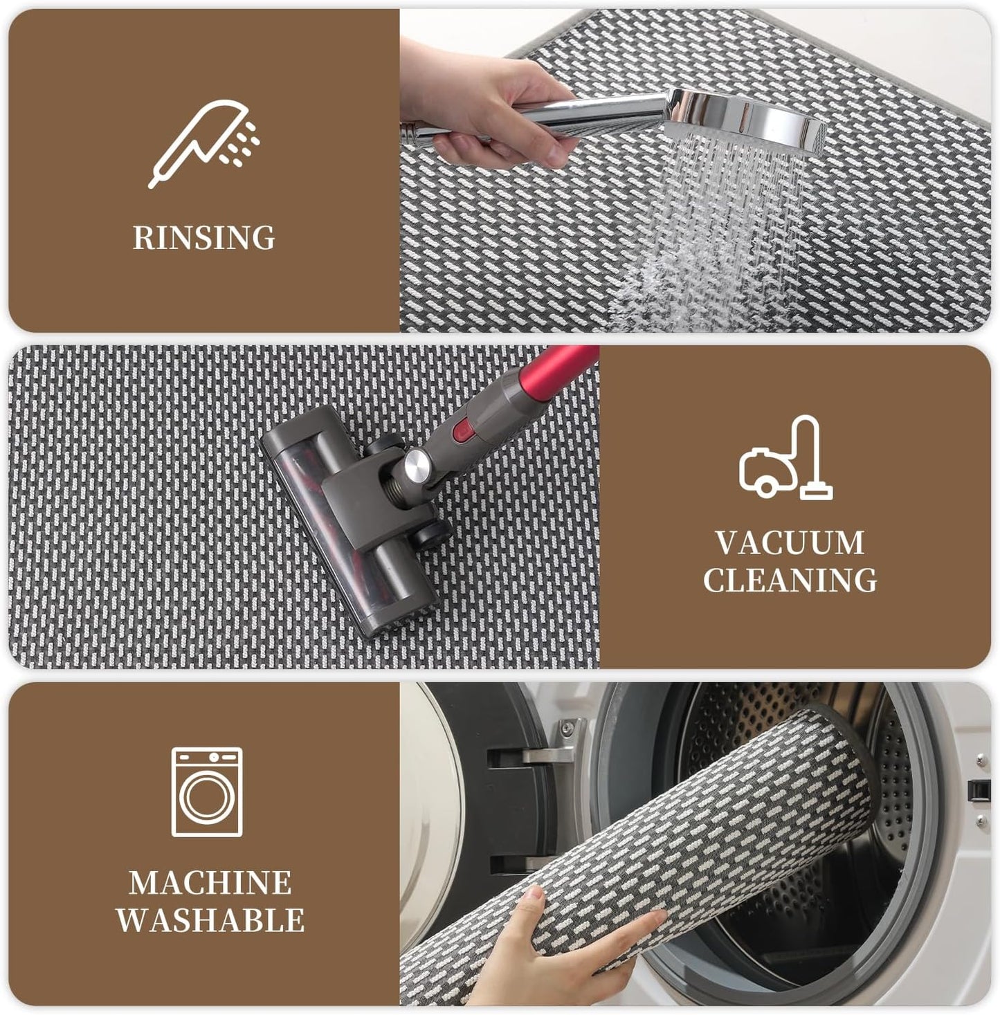RESARE Non Slip Bathroom Runner - Machine Washable Bath Rugs, Super Absorbent Bath Mat Quick Dry Bath Runner, Bath Mat Ultra Soft Rugs for Bathroom Floor, 20"x70" Dark Grey