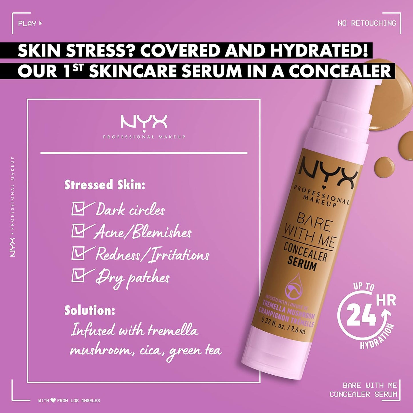 NYX PROFESSIONAL MAKEUP Bare With Me Concealer Serum, Up To 24Hr Hydration - Rich