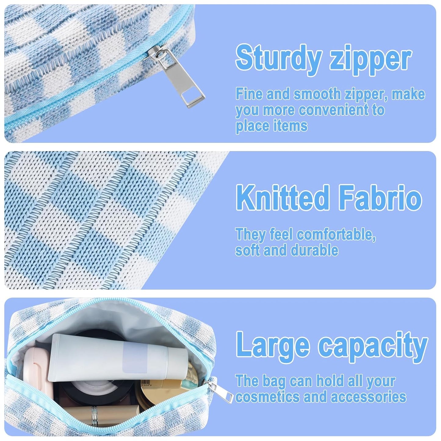 ZLFSRQ 6Pcs Checkered Pencil Case Cute Pencil Pouch for Teens Checkered Makeup Bag Colorful Medium Travel Cosmetic Bag Pink Makeup Pouch for Purse Aesthetic Trendy Zipper Toiletry Bags Organizer