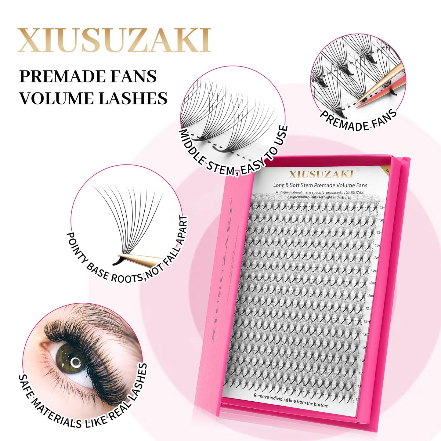 Premade Fans Eyelash Extensions 10D Volume Lash Extensions 0.03 Thickness Eyelash Extension D Curl Premade Lash Fans Mix 9-16mm Fluffy Soft Handmade Lash Fan(10D-0.03-D,9-16mm)