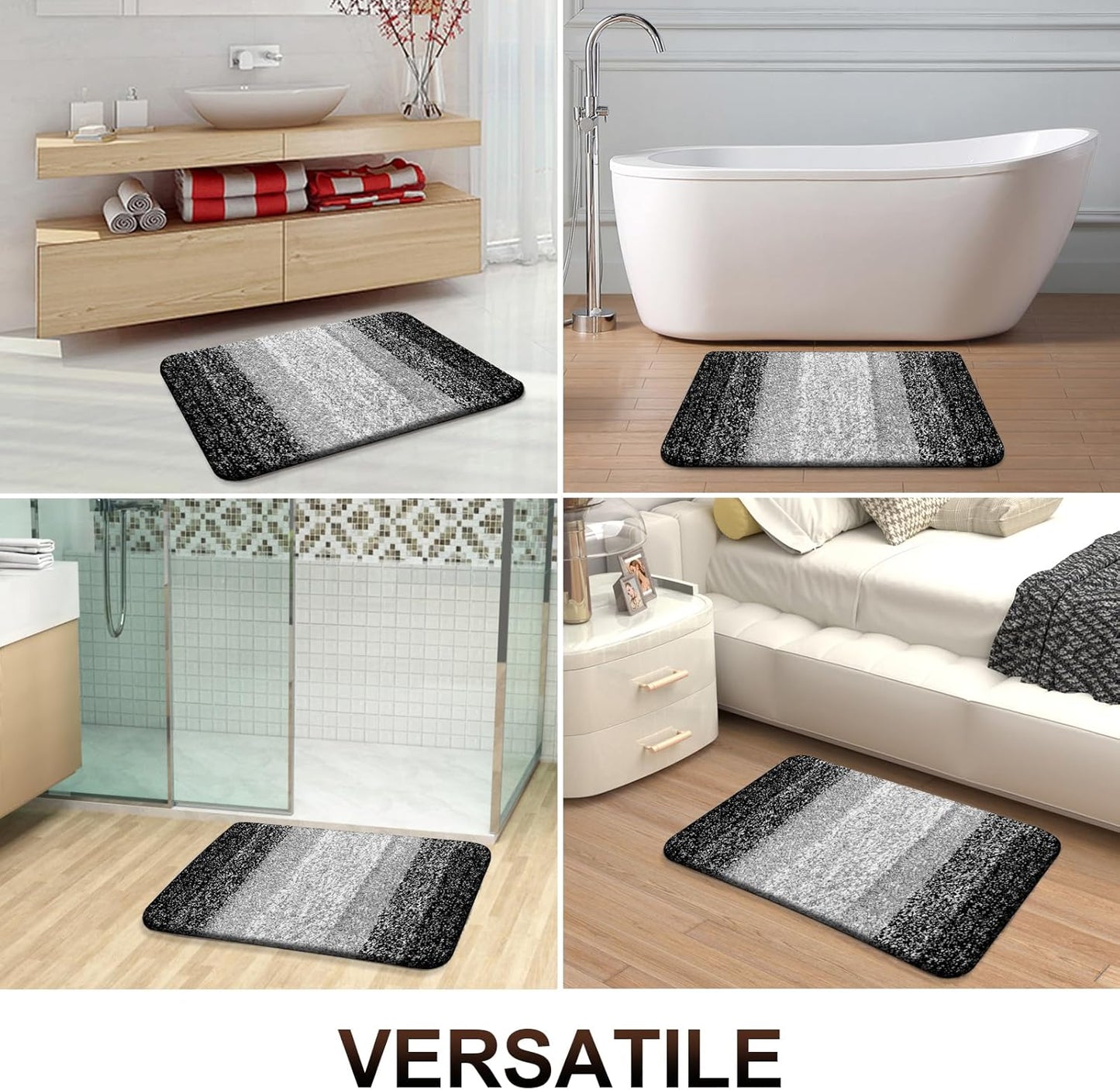 OLANLY Bathroom Rugs Mat 44x32, Extra Soft Absorbent Microfiber Bath Rugs, Rubber Backing, Quick Dry, Machine Washable Bath Mats for Bathroom Floor, Tub and Shower, Home Decor Accessories, Black