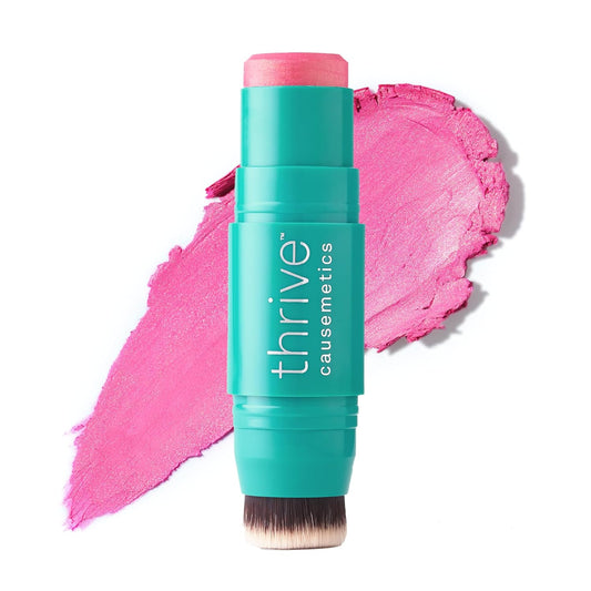 Thrive Causemetics Triple Threat Color Stick: Cream Blush Stick with Vitamin E, Evening Primrose Oil, Waterproof Smudge Proof Face Makeup Formula, Maggie (Rose Shimmer)