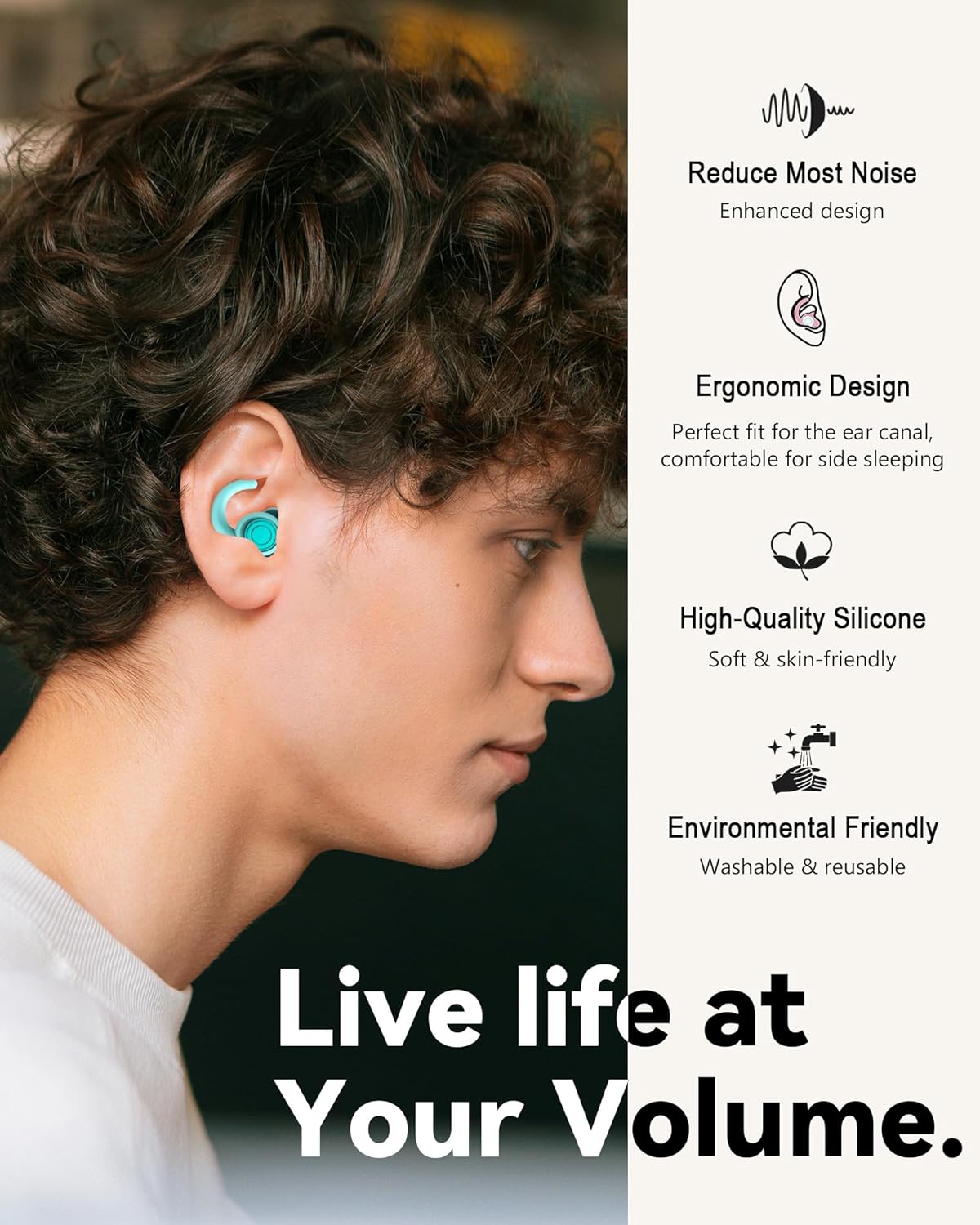 SUPCEAT Ear Plugs for Sleeping - Noise Reduction Soft Silicone Earplugs, 2 Pairs Reusable Hearing Protection Earplugs for Noise Sensitivity, Sleep,Snore,Travel, Sound Reduction Noise Cancelling - Blue