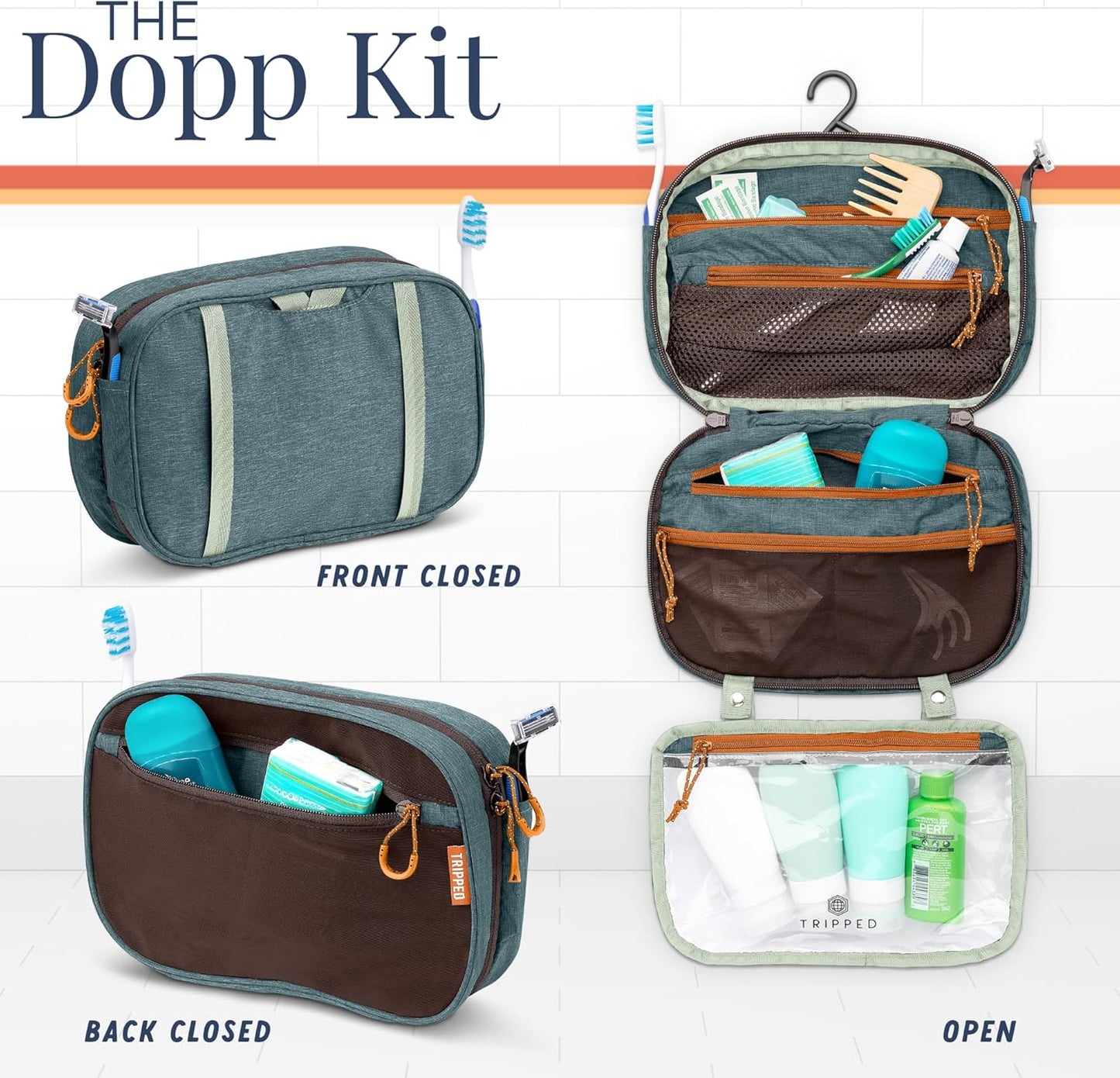Toiletry Bag Kit Set: Hanging Travel Toiletry Bag + 311 TSA Cosmetic Liquid Bag + Ultralight Accessory Organizer Pouch