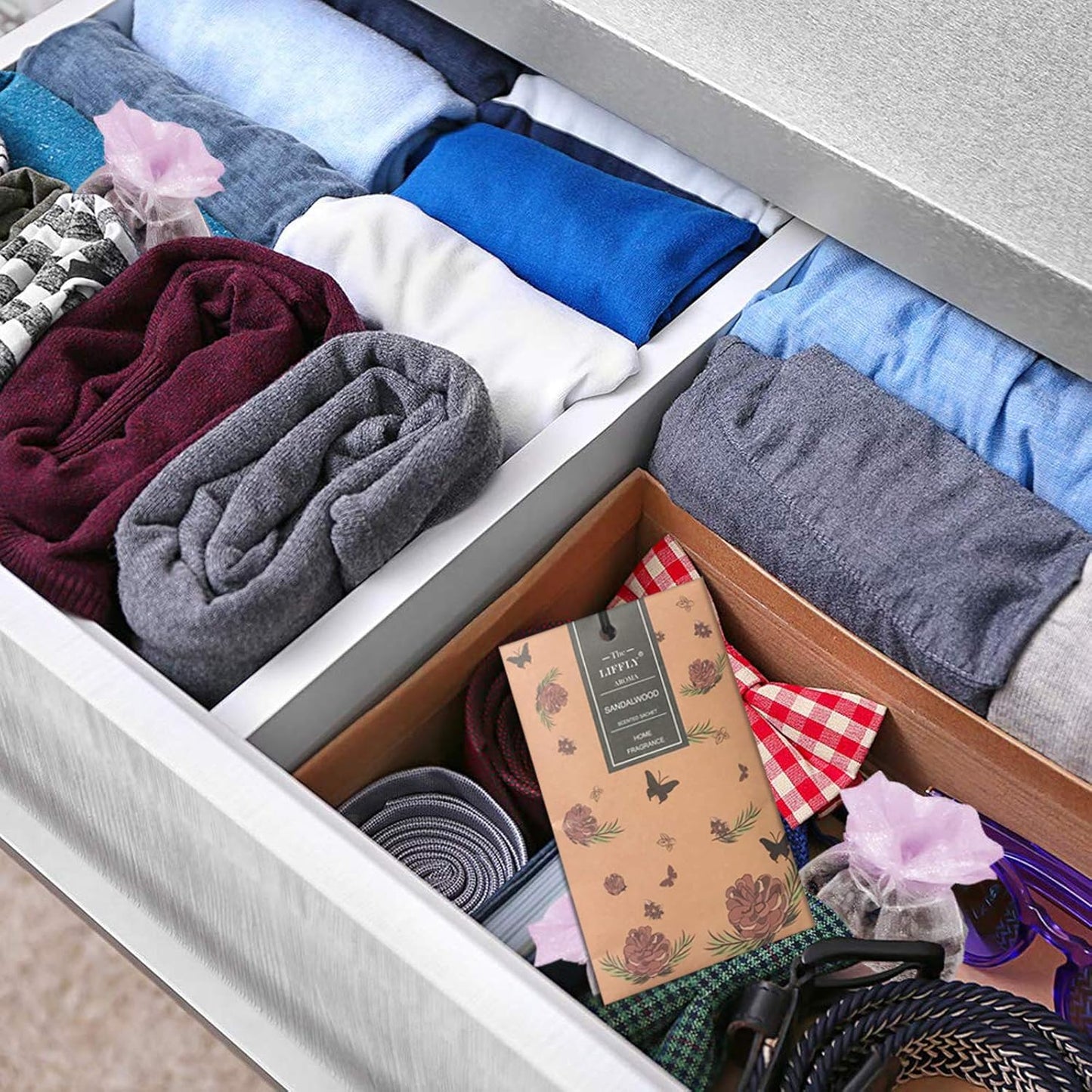 14 Packs Scented Sachets for Drawers and Closets Lavender Fresh Linen Sandalwood Cherry Blossoms 4 Different Scent