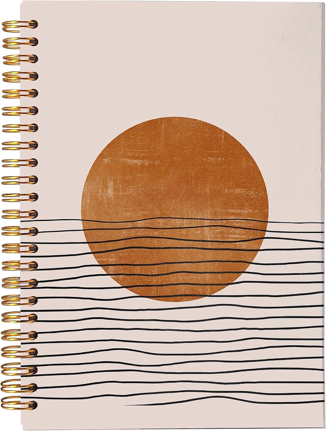 VNWEK Abstract Boho Terracotta Sun Sunset Ocean Wave Spiral Notebook Journal 5.5 x 8.3 inches,Boho Lined Hardcover Spiral Notebook,Boho Gifts for Women Teen Girls Teens