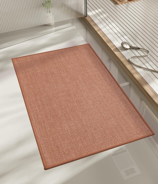 chakme Bathroom Rugs Mat 32x17, Ultra Thin Non Slip Bath Mat Quick Dry Absorbent Bath Mat for Bathroom Floor, (Dark Pink, 32"x17")