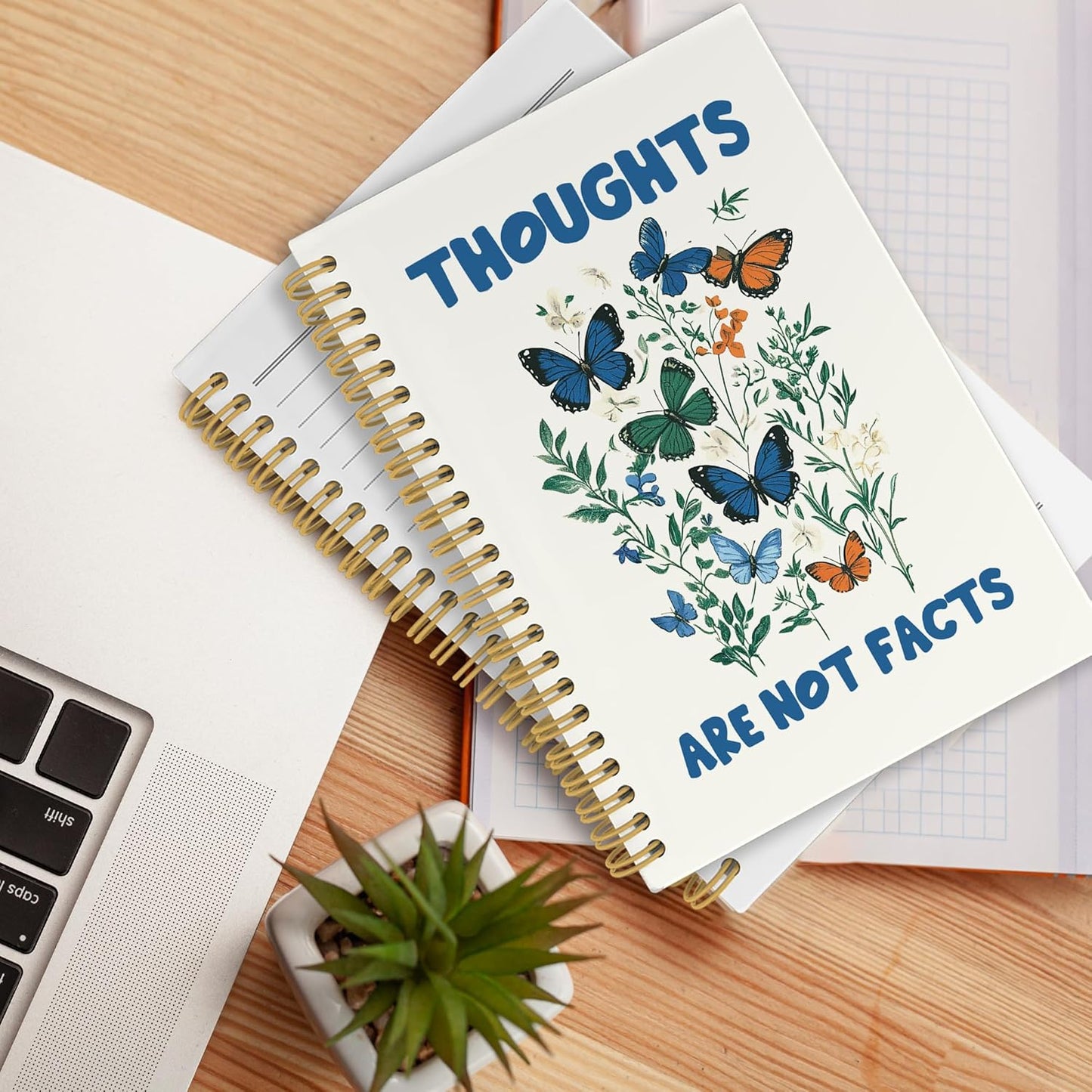 Psychology Therapist Gifts Journal Notebook, Mental Health Therapy Office Supplies, School Counselor Vintage Butterfly Hardcover Spiral Notebook 5.5x8.3 Inch