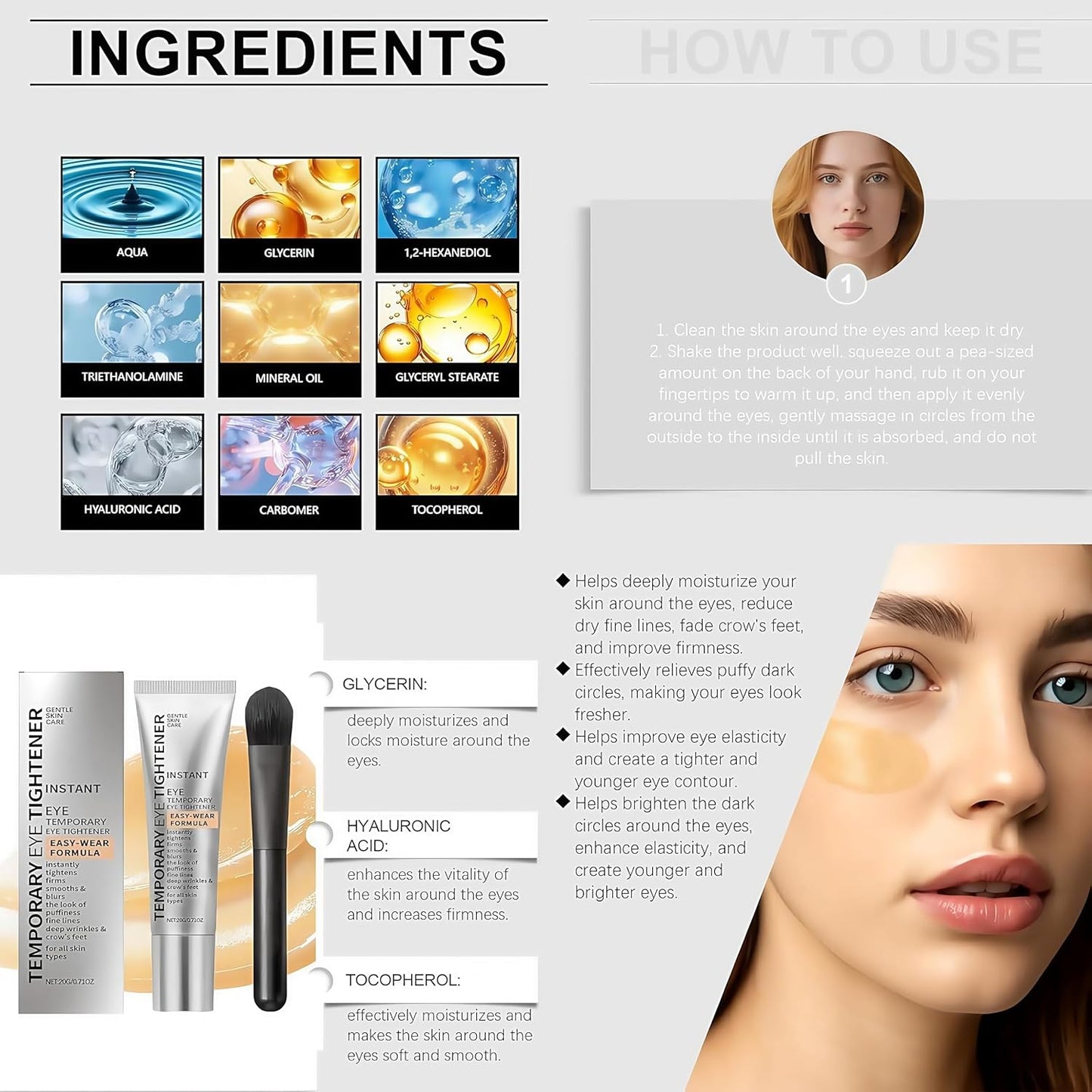 EYES Perfection Tightener, Firming Formula with Precision Brush, Perfection Primer Tightener, Instant 𝐄ye Tightener Easy-Wear Formula – Ultimate Lift & Smooth Finish