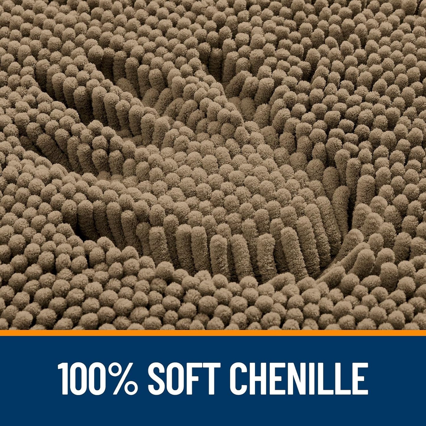 OLANLY Toilet Rugs U-Shaped 24x20, Extra Soft Absorbent Chenille Contour Bathroom Rugs for Toilet, Dry Quickly, Machine Washable, Non-Slip Bath Mat, Tan