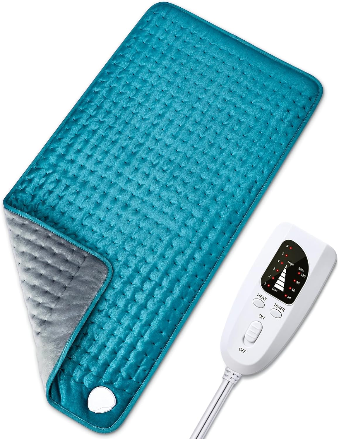 Electric Heating pad for Back/Shoulder/Neck/Knee/Leg Pain, Cramps and Arthritis Relief, 6 Fast Heating Settings, Auto-Off, Machine Washable, Moist Dry Heat Options, Extra Large 17" x33"