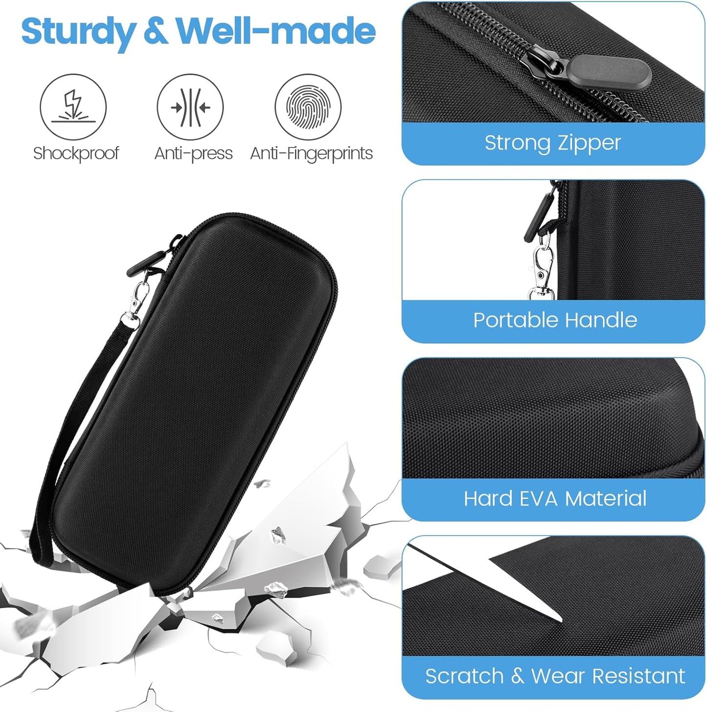 Toothbrush Travel Case Compatible with Oral-B/Oral-B Pro 1000/Philips Sonicare 4100 Electric Toothbrush, with Mesh Pocket for Accessories & 2pcs Toothbrush Head Covers for Protection