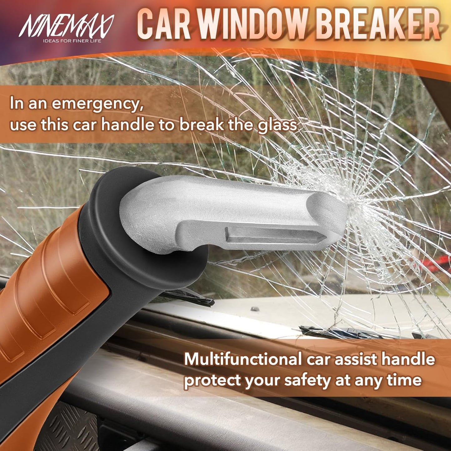 NINEMAX Car Door Handle for Elderly Car Handle Assist Support, Auto Grab Handles, Portable Car Door Cane for Seniors, Handicap (Black, Brown 2 pcs)