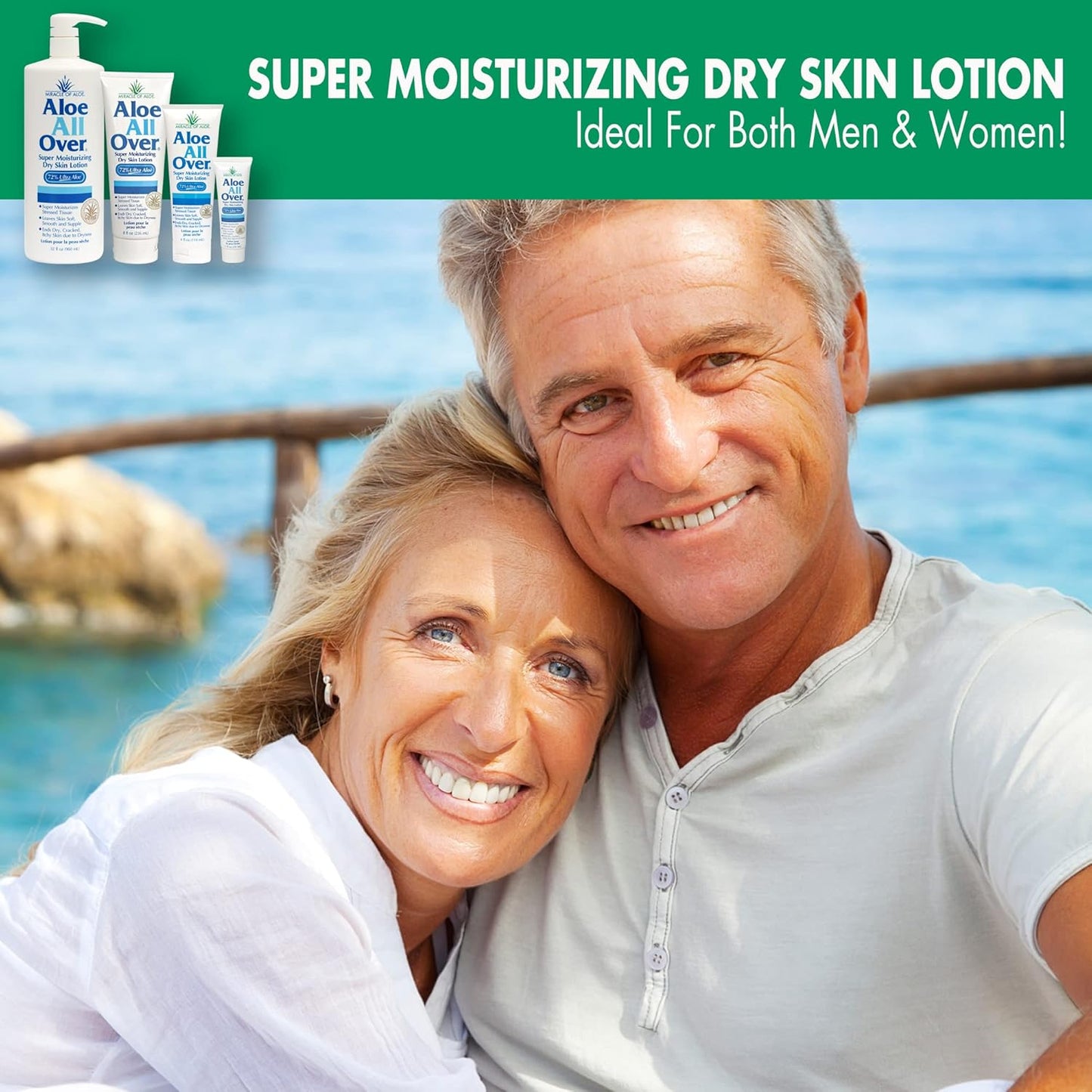 Aloe All Over Super Moisturizing Dry Skin Lotion, 3-Pack, 8 oz, 72% Aloe Vera Gel. Safe for Everyone, Ends Flaking and Restores Dry Skin Fast