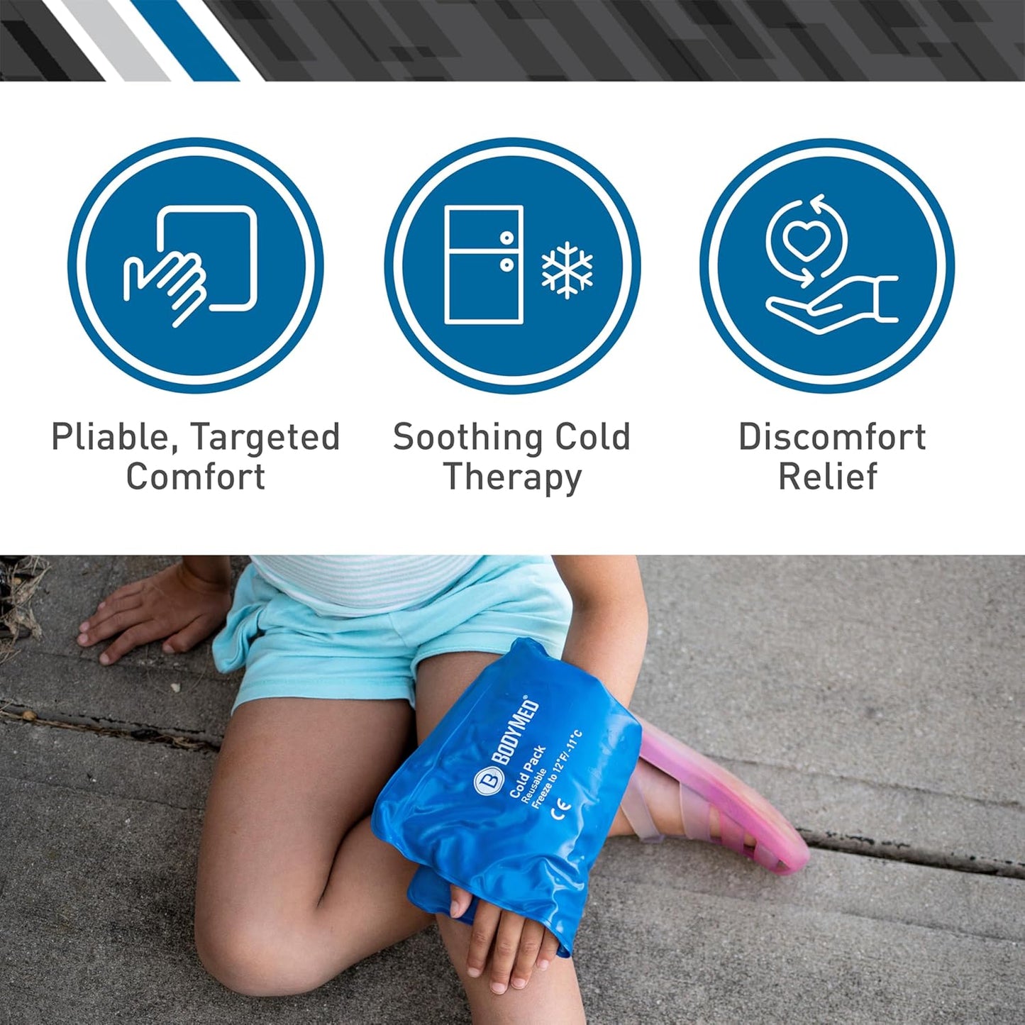 BodyMed Reusable Vinyl Ice Pack (2-Pack) for Neck - Professional Grade Cold Therapy for Injuries, Aches, Swelling, Bruises, Sprains - 23 in. Long (Neck Contour)