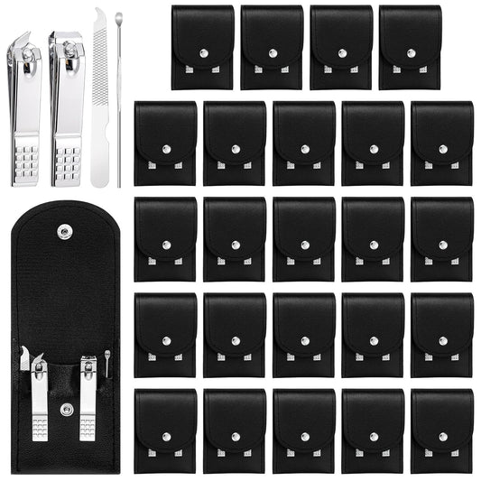 24 Set Travel Nail Clippers Kit Manicure Kit Stainless Steel Pedicure Set with Black Travel Case Portable Grooming Kits Gifts for Men Women Stainless Steel for Gifts Nail Care