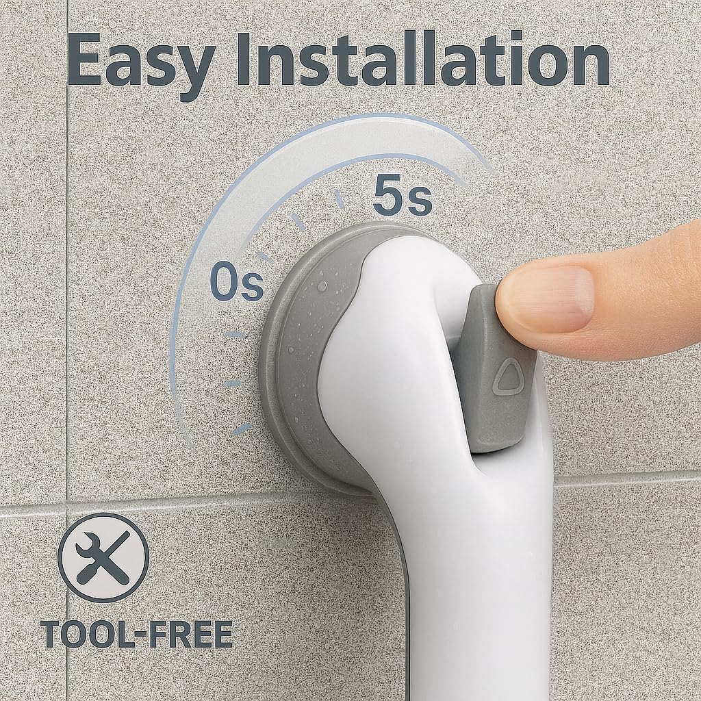 2 Pack Grab Bars for Bathtubs and Showers, Shower Handles for Elderly Seniors bar Safety 500 lbs Walls Handicap Heavy Duty Holder Hooks to Lift Large Tile Glass Suction Cups Tool