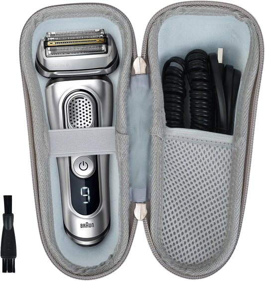 Travel Shaver Organizer - EVA Hard Protective Holder for Braun Series 3/5/6/7/8/9 Electric Shavers, Compact & Durable Design for Men’s Grooming Essentials, Fits All Accessories (Green)