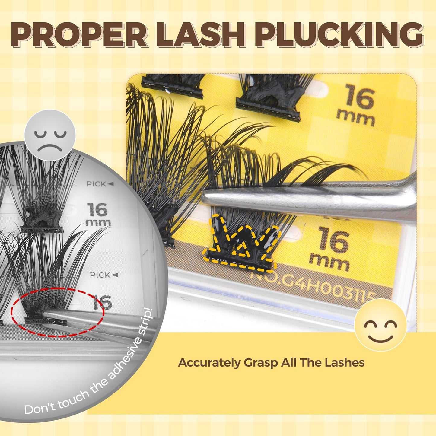 PopUp Self Adhesive Eyelashes Clusters, Press On Lashes Pre Glued Eyelash Extension Kit with Lash Tweezer,10-16mm No Glue No Remover Needed Self Adhesive Lashes Clusters CT50-D