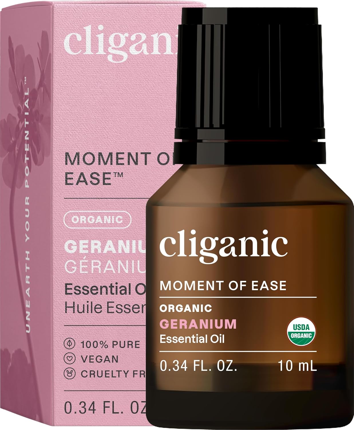 Cliganic Organic Geranium Essential Oil, 100% Pure Natural for Aromatherapy | Non-GMO Verified (Packaging May Vary)