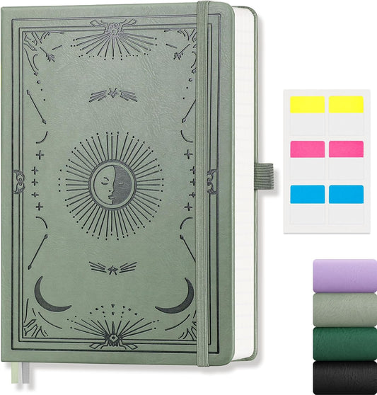 Lined Journal for Women Men, 192 Pages A5 Notebook Journal, Hardcover Notebook with 100Gsm Thick Pages, Leather Note Book for Writing, Travel, Business, Office, Prayer 5.7 x 8.3, Light Green