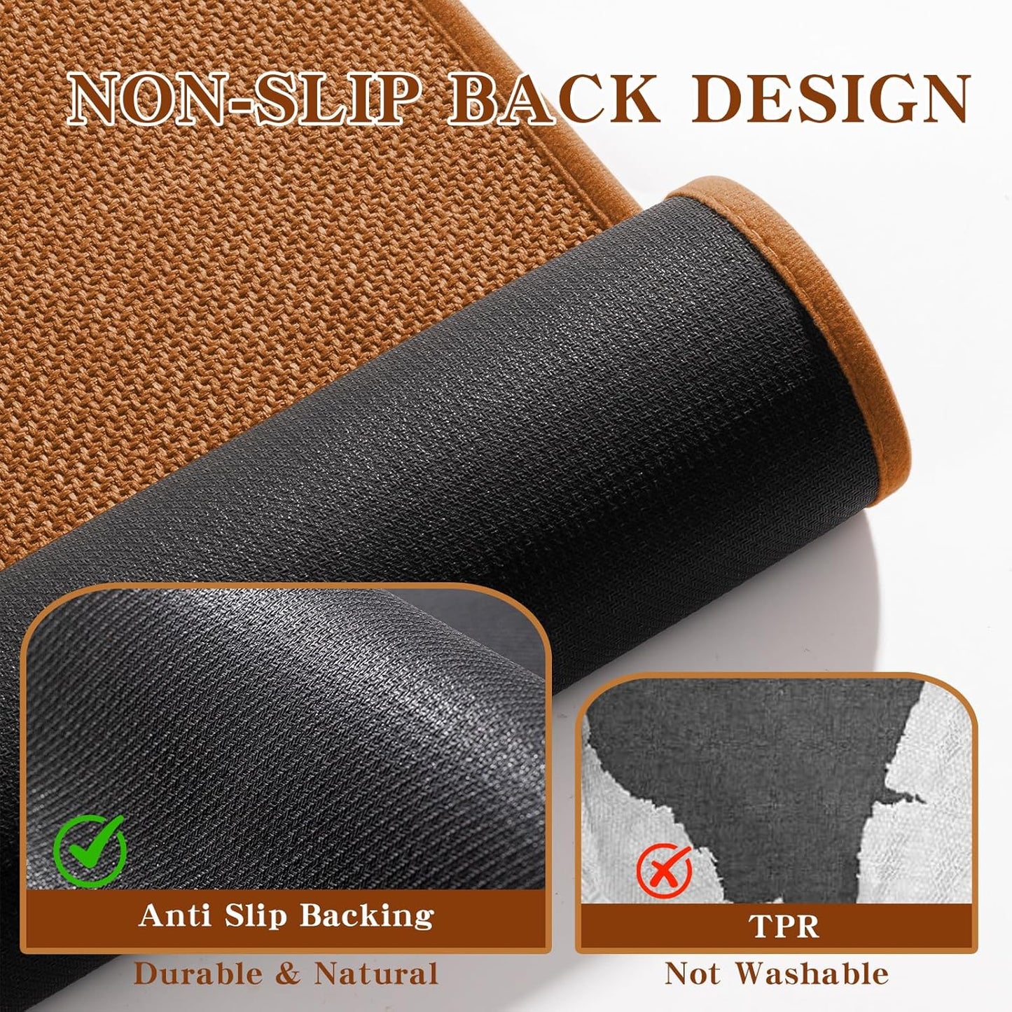 chakme Bathroom Rugs Mat U-Shaped 24x17, Ultra ThinNon Slip Bath Mat Small Quick Dry Absorbent Bath Matfor Bathroom Floor, (Orange, U-24"x17")