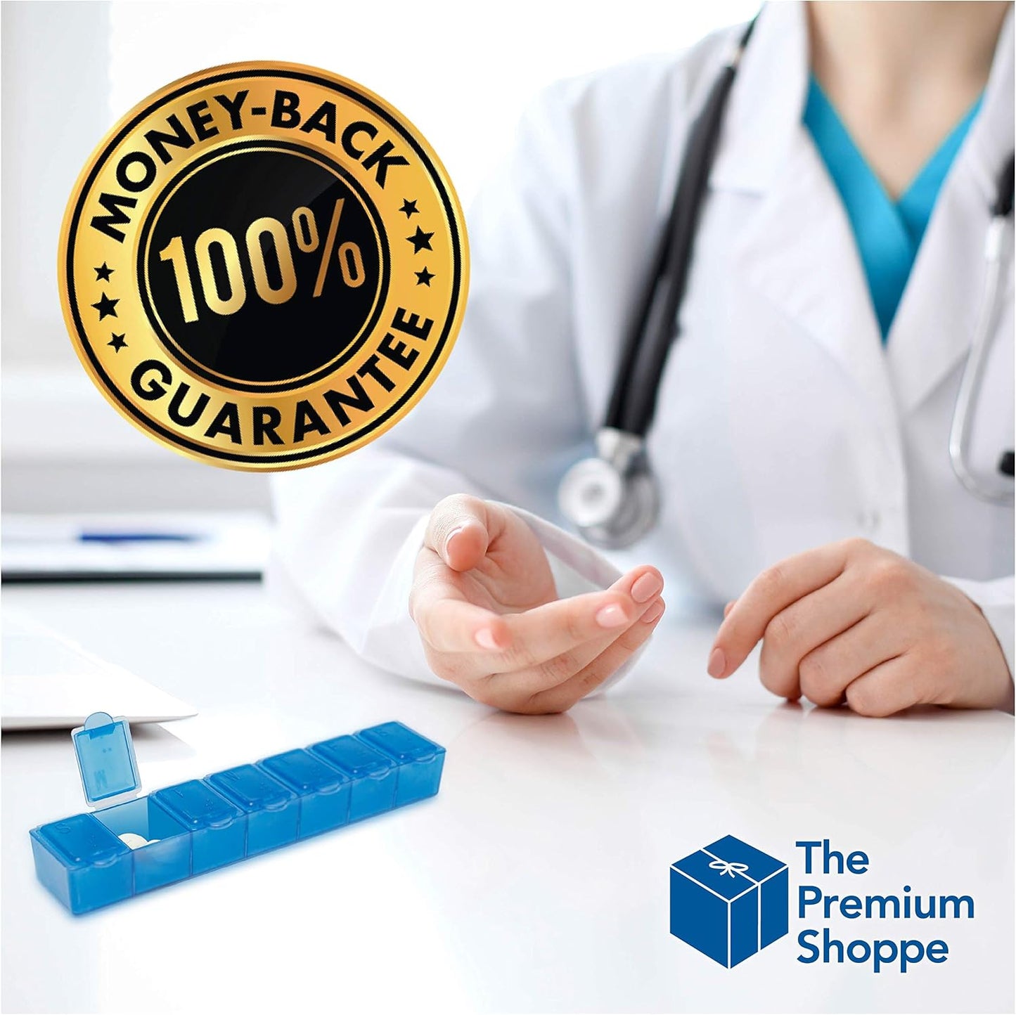 USA Merchant - 7 Day Pill Box Small with Snap Close Lids - Weekly Pill Organizer 4 Times a Day or 28 Day Dispenser - Comes with 4 Separate 7 Day Pill Containers for Vitamins, Supplements, and Medicine