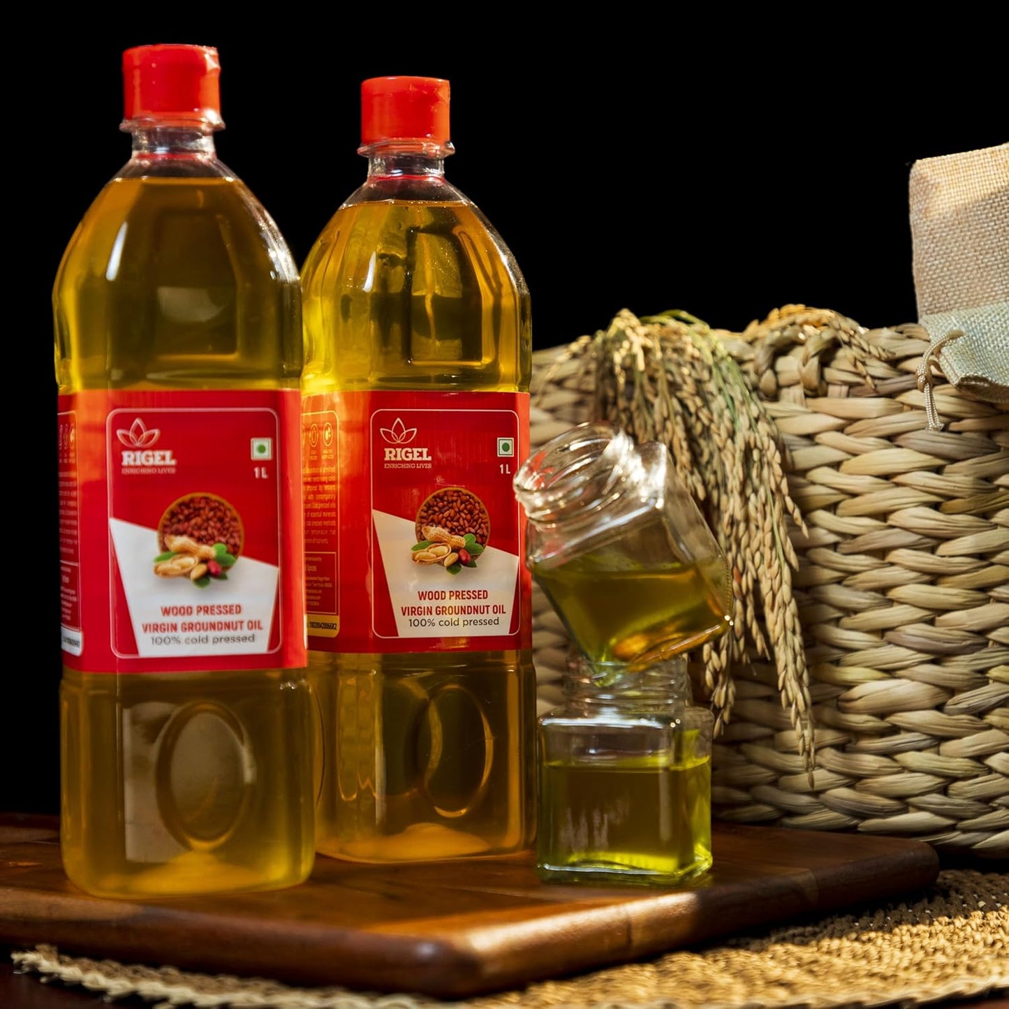 Rigel Spices | Naturally Milled Cold Pressed Peanut Oil 33.8 fl oz(1 L) | No Preservatives