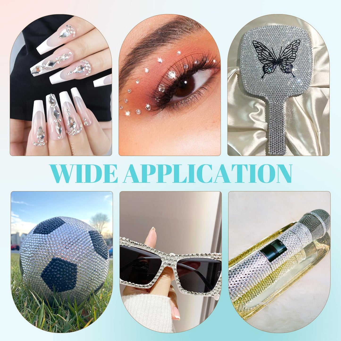 6100Pcs Resin Rhinestones for Crafting with 2Pcs 10ml B7000 Jewelry Glue, 1 Box Flatback Crystals Diamond (Transparent) for Bedazzling Crafts DIY Nail Art，Non Hotfix Gems for Clothing Shoes Tumblers