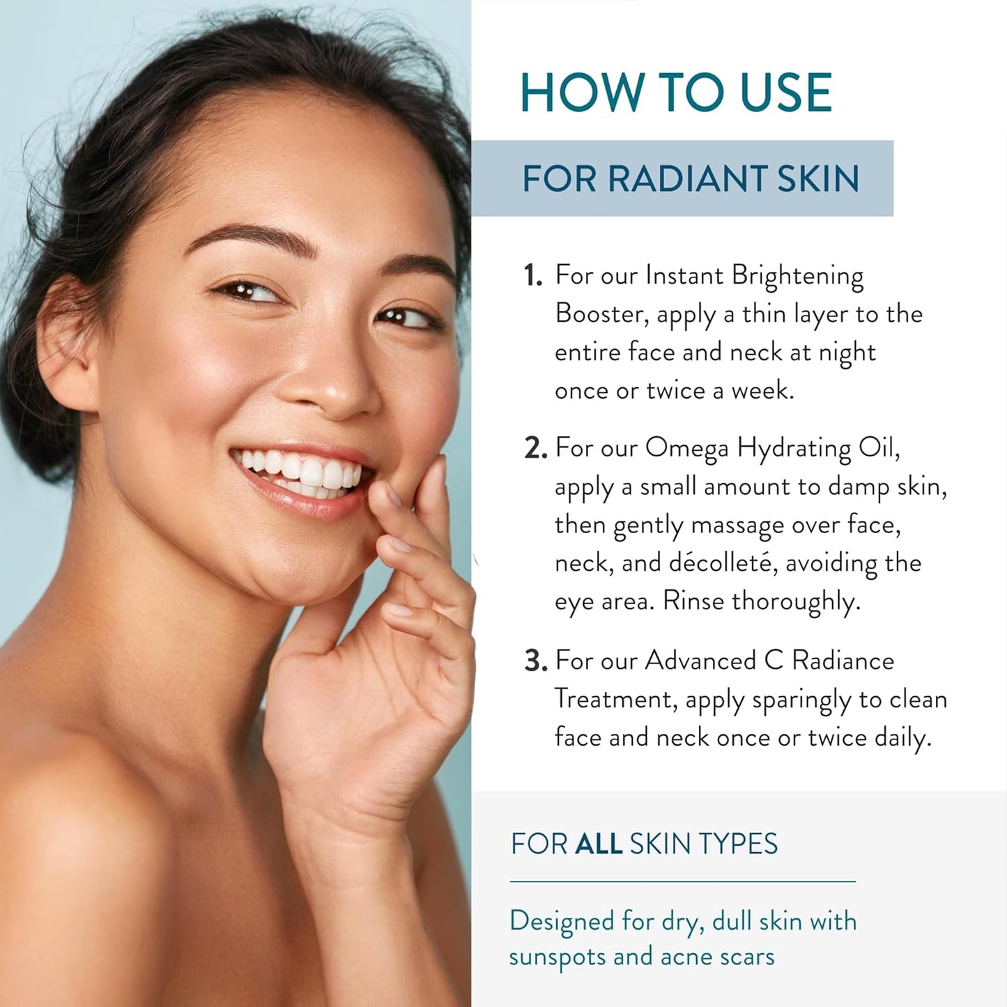 Lancer Skincare Bright & Radiant 3-Piece Set with Instant Brightening Booster, Omega Hydrating Oil, and Advanced C Radiance Treatment for Glowing Skin